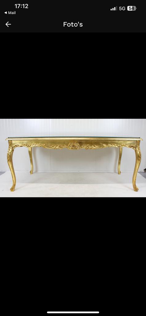 Blad gouden Lodewijk XVI stijl presentatie tafel., Huis en Inrichting, Tafels | Eettafels, 50 tot 100 cm, 200 cm of meer, Vijf personen of meer