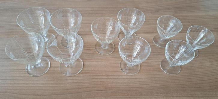 Te koop: Geëtst glaswerk, Antiek en Kunst, Antiek | Glas en Kristal, Ophalen of Verzenden