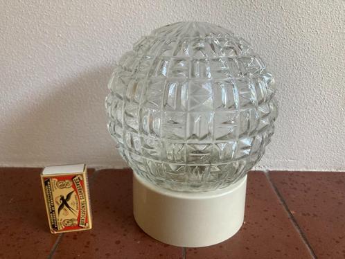 Transparant glazen ronde lampbol bewerkt glas schroefkogel, Huis en Inrichting, Lampen | Plafondlampen, Zo goed als nieuw, Glas
