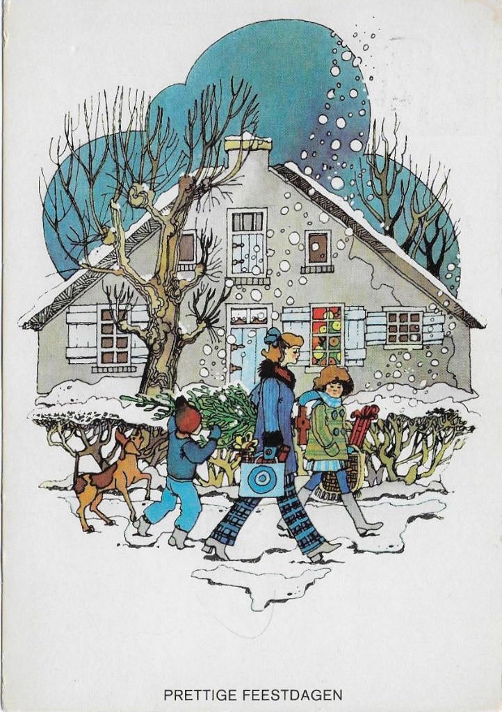 C387 Gelopen ansichtkaart prettige feestdagen, Ophalen of Verzenden, 1980 tot heden, Gelopen