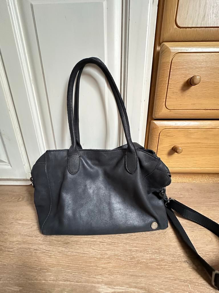 Merel leren tas - Prachtig!, Ophalen of Verzenden, Gebruikt, Zwart, Handtas