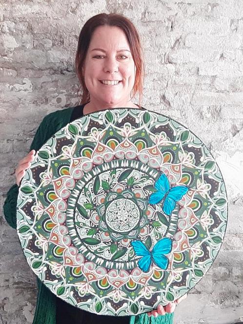 nieuw mandala schilderij Energy circle Green Jessica Immen, Antiek en Kunst, Kunst | Schilderijen | Abstract, Ophalen of Verzenden