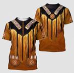 Heren western t-shirt 6 / cowboy franjes bruin t shirt, Verzenden, Nieuw
