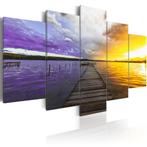 63 Paars Sunset Steiger 5 Luik Canvas Schilderij 200x100cm, Ophalen of Verzenden