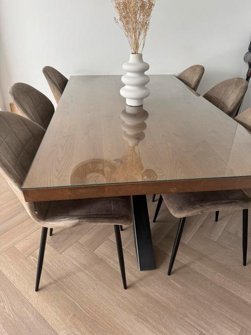 Compleet eetkamertafel met 6 stoelen, Huis en Inrichting, Complete eetkamers, Zo goed als nieuw, Ophalen