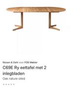 Eetkamertafel C69E Ry met 2 inzetstukken van FDB Møbler, Ophalen, Gebruikt, 100 tot 150 cm, Eikenhout