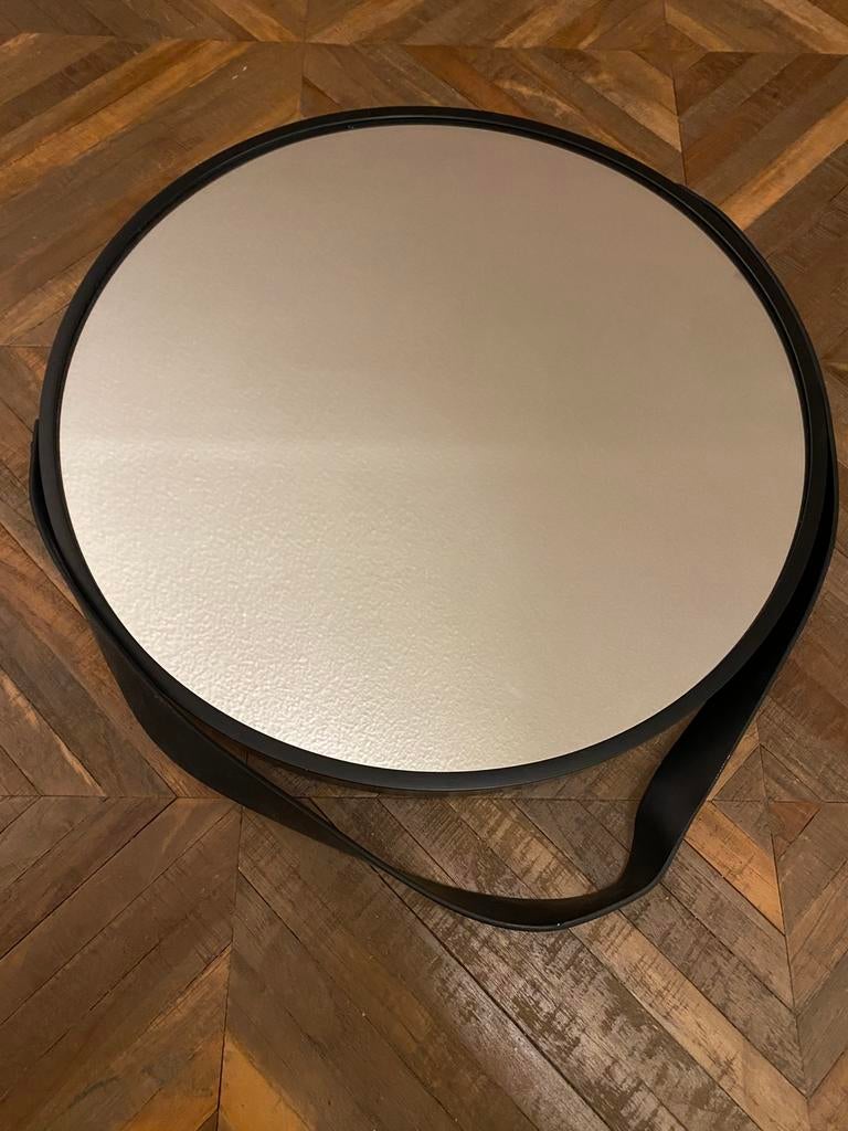 Spiegel, rond, zwart, circa 50cm. Breda, Huis en Inrichting, Woonaccessoires | Spiegels, Ophalen, Rond, Zo goed als nieuw, Minder dan 100 cm