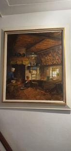 Schilderij Boereninterieur; Chris B. Korff, Antiek en Kunst, Ophalen of Verzenden