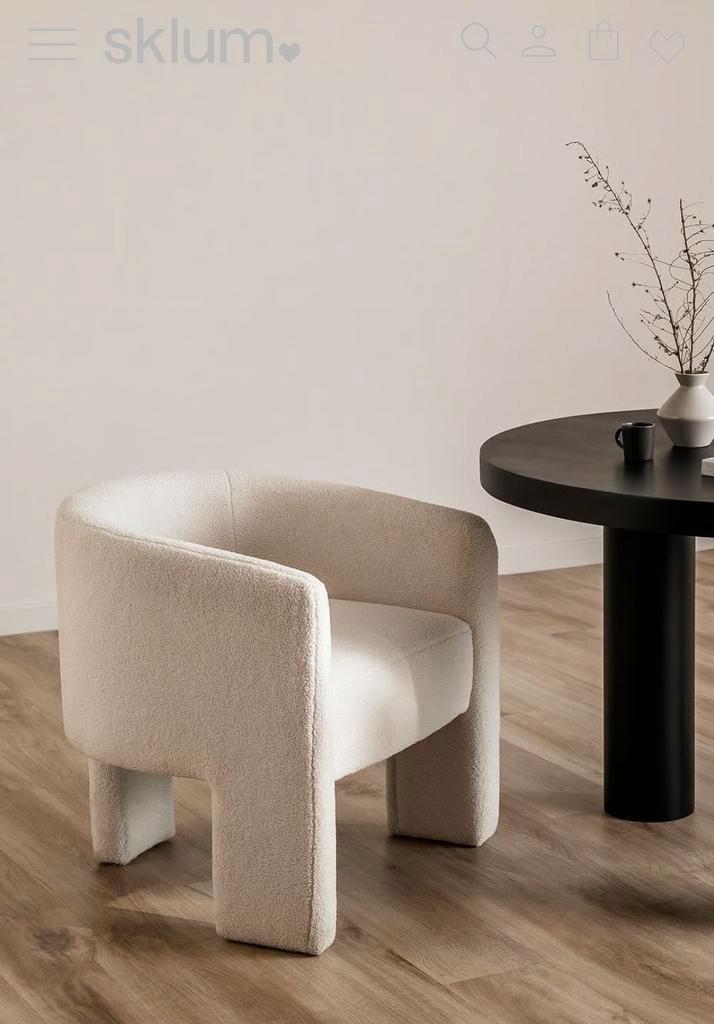 Teddy Fauteuil + Poef van Sklum, Huis en Inrichting, Fauteuils, Zo goed als nieuw, Stof, 50 tot 75 cm, Minder dan 75 cm, Ophalen