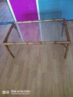 Salontafel met bamboe look, Huis en Inrichting, Tafels | Salontafels, Gebruikt, 100 tot 150 cm, Glas, Vintage