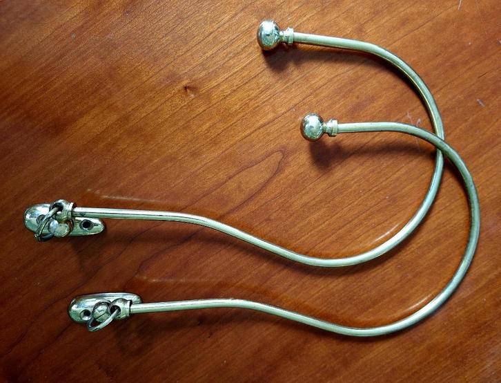 Oude Franse set van twee gordijnembrasses, koper/messing, Antiek en Kunst, Curiosa en Brocante, Ophalen of Verzenden