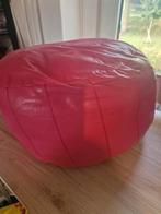 Roze leren poef - Kinderkamer accent, Minder dan 50 cm, Rond, Ophalen of Verzenden, Zo goed als nieuw