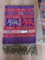 Mooie Pashmina sjaal paars/donkerrood m ingeweven olifanten, Maat 42/44 (L), Nieuw, Ophalen of Verzenden, Pashmina