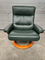 Stressless fauteuil groen leer, Huis en Inrichting, Fauteuils, Ophalen, Zo goed als nieuw, 50 tot 75 cm, Leer