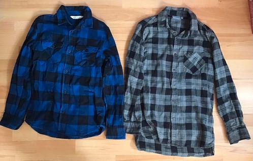 2 houthakkers blouses maat 152 grijs en blauw geblokt, Kinderen en Baby's, Kinderkleding | Maat 152, Zo goed als nieuw, Jongen