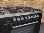 Luxe Fornuis Boretti 90cm hoogglans zwart rvs 6 pits, Witgoed en Apparatuur, Fornuizen, Niet ingevuld, 60 cm of meer, Niet ingevuld