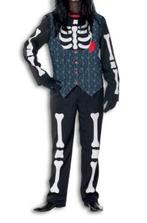 Leuke rood/wit/zwart SKELET/GRIEZEL pak, Ophalen, Carnaval, Maat 48/50 (M), Nieuw