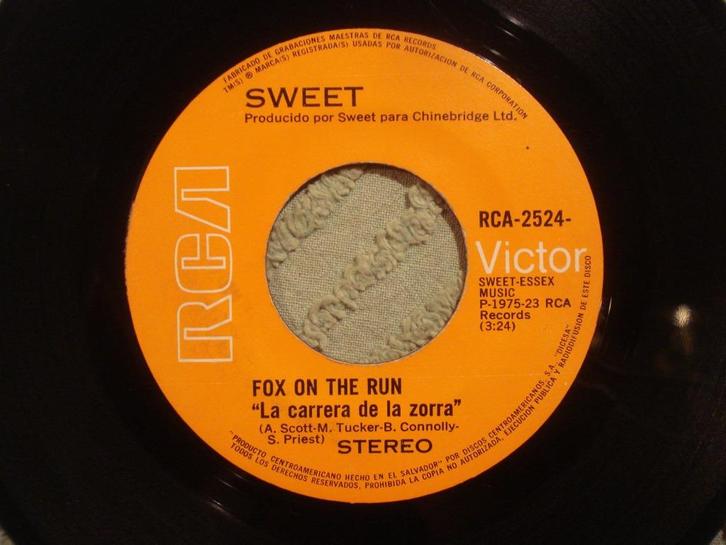 The Sweet 7" Vinyl Single: ‘Fox on the run’ (El Salvador), Cd's en Dvd's, Vinyl Singles, Single, Rock en Metal, 7 inch, Ophalen of Verzenden