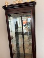 Mooie hoek vitrinekast (met licht)., Huis en Inrichting, Ophalen, 50 tot 100 cm, 150 tot 200 cm, Glas