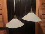 Vintage franse Opaline glas hanglampen, Ophalen of Verzenden, Zo goed als nieuw, Glas, Minder dan 50 cm