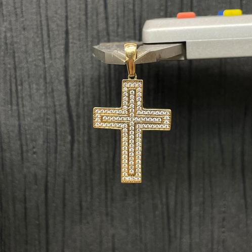 Prachtige 14 k gouden kruis hanger vol steen, Sieraden, Tassen en Uiterlijk, Kettinghangers, Nieuw, Goud, Goud, Kruis of Symbool