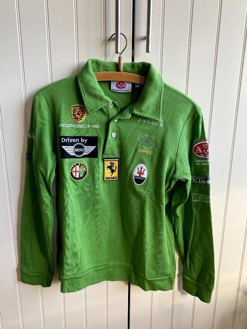 Groene longsleeve polosweater AvD met auto emblemen maat 158, Kinderen en Baby's, Kinderkleding | Maat 158, Zo goed als nieuw