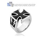 Rvs biker gothic cross kruis ring heren ringen RVS zilver, Sieraden, Tassen en Uiterlijk, Ringen, Nieuw, Heer, Ophalen of Verzenden