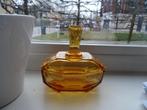 Oud glazen bakje met deksel amber Boheems glas, Ophalen