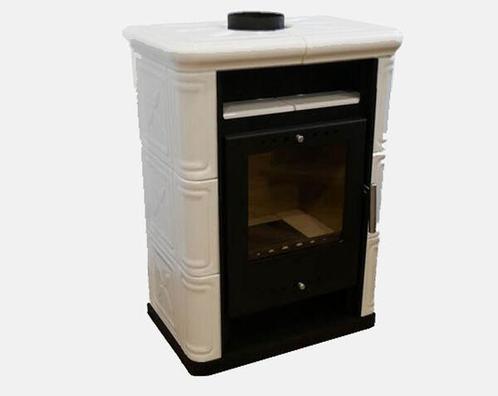 Betegelde Witte Houtkachel | Nordflam Arta (5-8 KW), Huis en Inrichting, Kachels, Nieuw, Vrijstaand, Houtkachel, Hout, Ophalen of Verzenden
