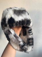 Vintage Y2K winterse gevlekte imitatiebonten piloten muts, Vintage, Vintage, Ophalen of Verzenden, Zo goed als nieuw