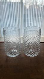 Set van 2 glazen vazen met bubbel-effect, Overige kleuren, Ophalen of Verzenden, Minder dan 50 cm, Glas