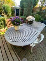 Mooie ovale hard houten tuintafel uitschuifbaar 190-230 cm, Tuin en Terras, Ophalen, Gebruikt, Rechthoekig, Hout