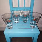 Martini tumbler glazen rood logo 4 stuks, Ophalen, Glas of Glazen, Gebruikt, Glas