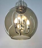 Vintage hanglamp Space Age XXL Glashütte Limburg rookglas, Huis en Inrichting, Lampen | Hanglampen, Ophalen, Gebruikt, Vintage Space Age hanglamp chroom design 70's