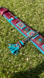 Halsband wijnrood leer teal nappa voering Ibiza boho 38-46, Ophalen of Verzenden, Handgemaakt, Nieuw