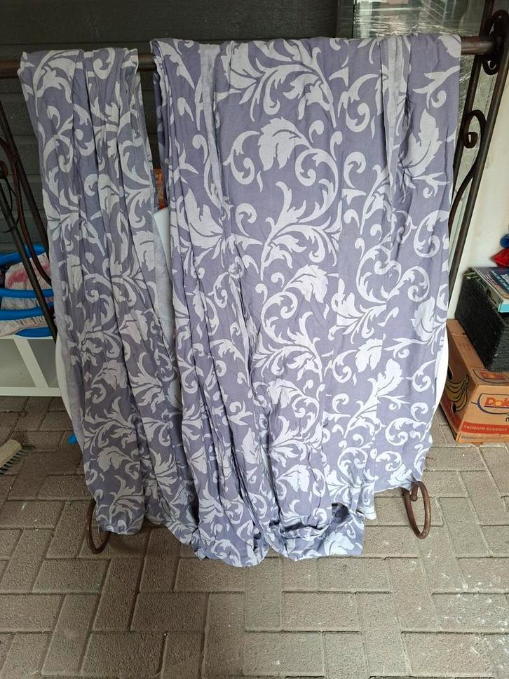 Gordijnen met ringen - 4 stuks, Huis en Inrichting, Stoffering | Gordijnen en Lamellen, Gebruikt, 200 cm of meer, 100 tot 150 cm