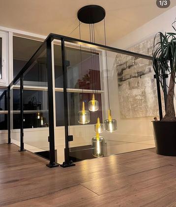 Nieuw: Lucide Joanet hanglamp 5lamps smoke glass beschikbaar voor biedingen
