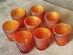 8 vintage amber hobnail theelicht - glas retro-vintatage, Antiek en Kunst, Antiek | Glas en Kristal, Ophalen of Verzenden