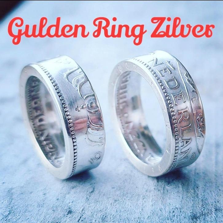 Gulden Ring van Zilver! Met Kroon, Nederland & Geboortejaar!, Sieraden, Tassen en Uiterlijk, Ringen, Nieuw, Dame of Heer, Zilver
