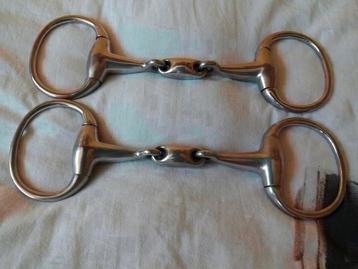 2 RVS bustrens bitten dubbelgebroken zilver grijs 13.5 beschikbaar voor biedingen