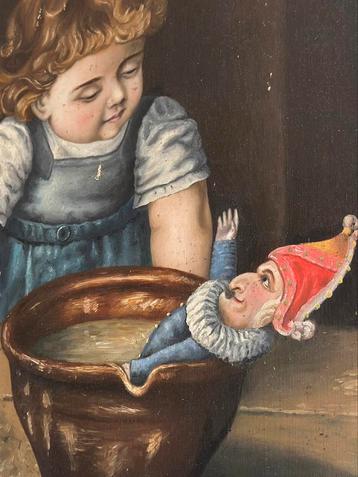Antiek kinder portret / harlekijn / antiek speelgoed beschikbaar voor biedingen