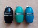 3 Poppel gasaanstekers tafelmodel bakeliet zwart groen blauw, Verzamelen, Rookartikelen, Aanstekers en Luciferdoosjes, Ophalen of Verzenden