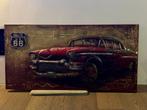 Metaalschilderij Route 66 Auto, Huis en Inrichting, Woonaccessoires | Schilderijen, Tekeningen en Foto's, Ophalen, 50 tot 75 cm