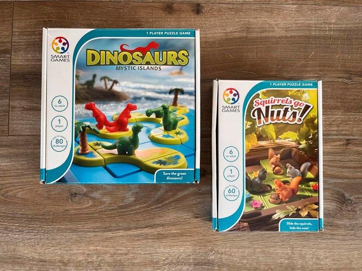 Set van 2 Smart Games! Dinosaurs & Squirrels Go Nuts!, Hobby en Vrije tijd, Gezelschapsspellen | Bordspellen, Zo goed als nieuw