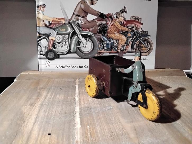 Antieke blikken motorfiets Vebe,triporteur, Antiek en Kunst, Antiek | Speelgoed, Ophalen of Verzenden