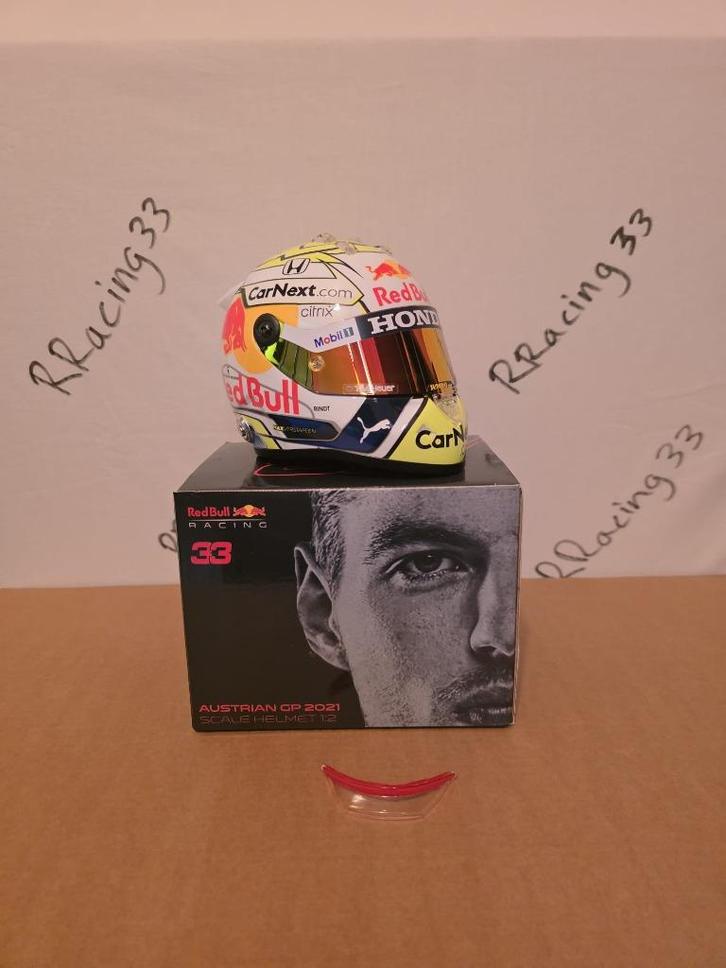 Verstappen Oostenrijk 2021 helm 1:2 + kinspoiler, Verzamelen, Automerken, Motoren en Formule 1, Nieuw, Formule 1, Ophalen of Verzenden