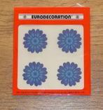 Retro decoratiestickers 4 blauwe bloemetjes tegels, metaal, Ophalen of Verzenden, Nieuw