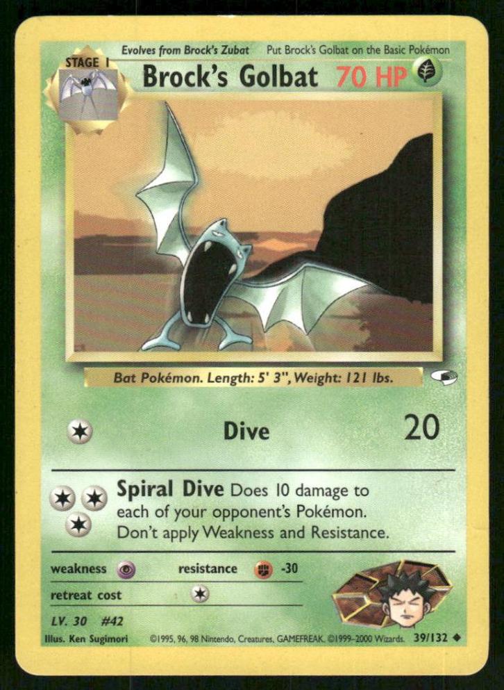 Brock's Golbat 39/132 - Gym Heroes, Hobby en Vrije tijd, Verzamelkaartspellen | Pokémon, Gebruikt, Verzenden