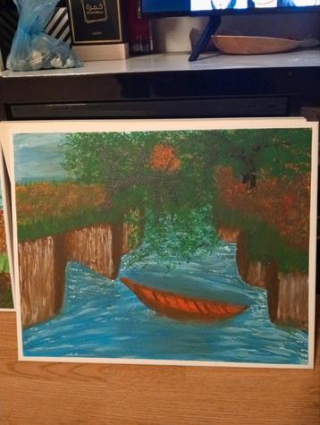Schilderij: Boot op het water beschikbaar voor biedingen