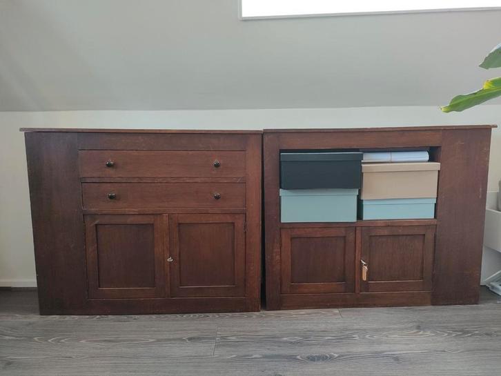 vintage houten wandkasten/dressoirs, Huis en Inrichting, Kasten | Dressoirs, Gebruikt, 25 tot 50 cm, Ophalen
